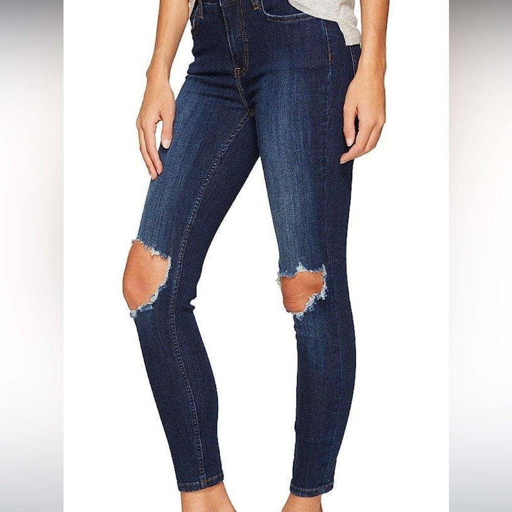 Free People High Rise Busted Knee Skinny Jeans